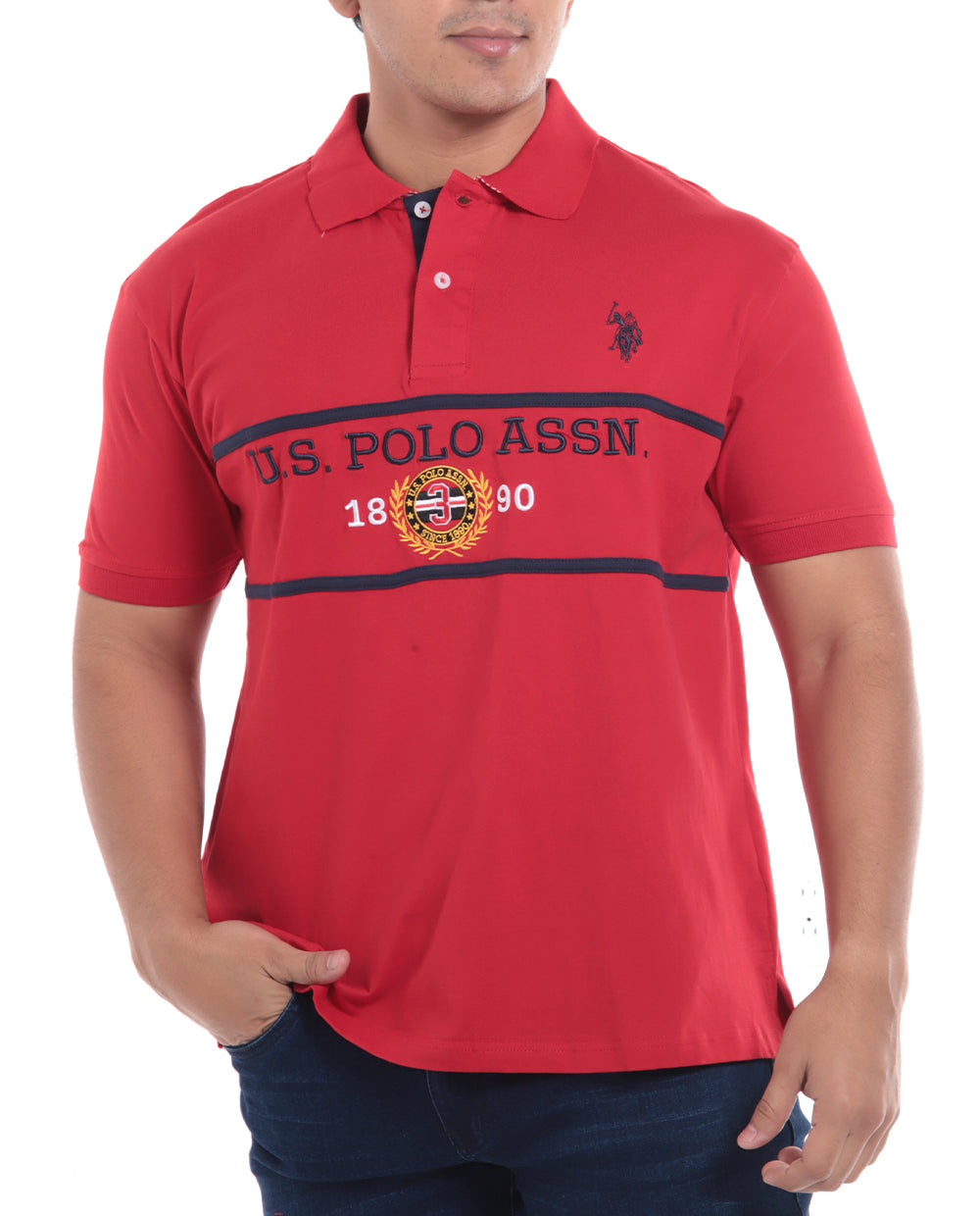 Polo Fashion para caballero con letras y fecha al frente