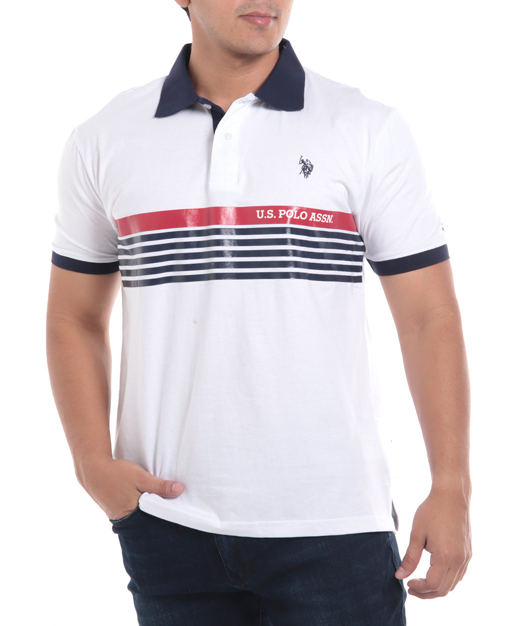 Polo Fashion para caballero Blanco con rayas