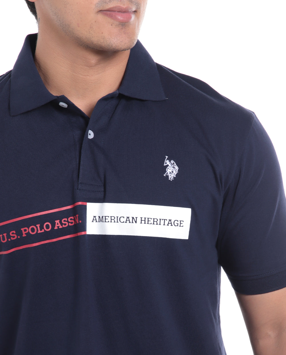 Polo Fashion con logo y cuadro con rayas al frente