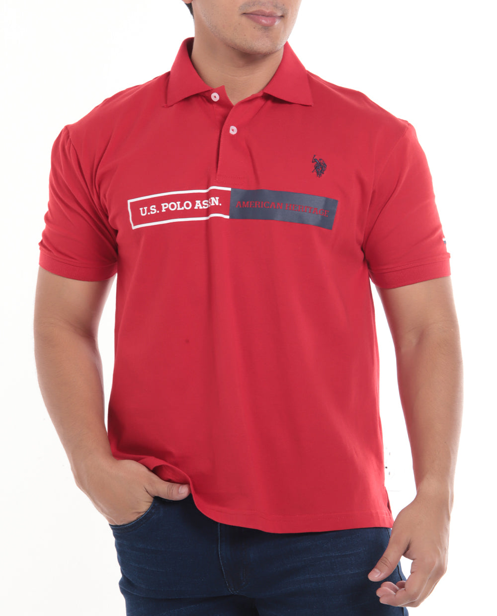 Polo Fashion con logo y cuadro con rayas al frente