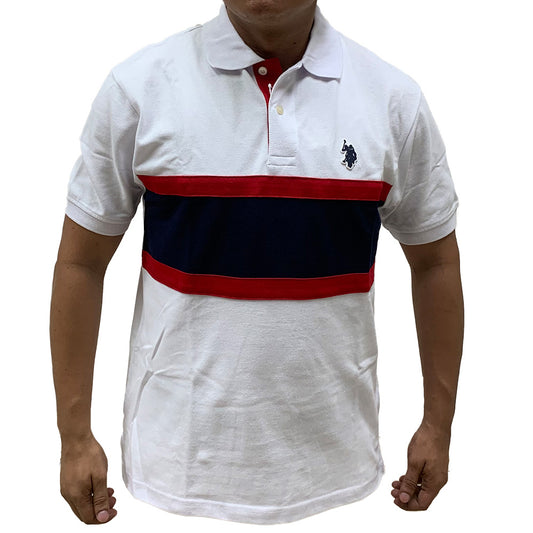 Camisa Polo Fashion color Blanca confranjas azules