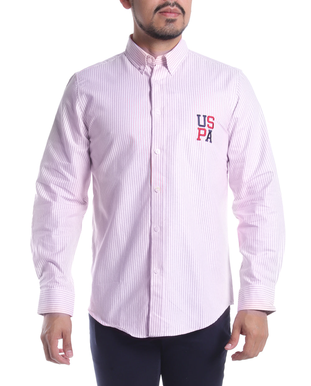 Camisa Polo Rayada con letras USPA