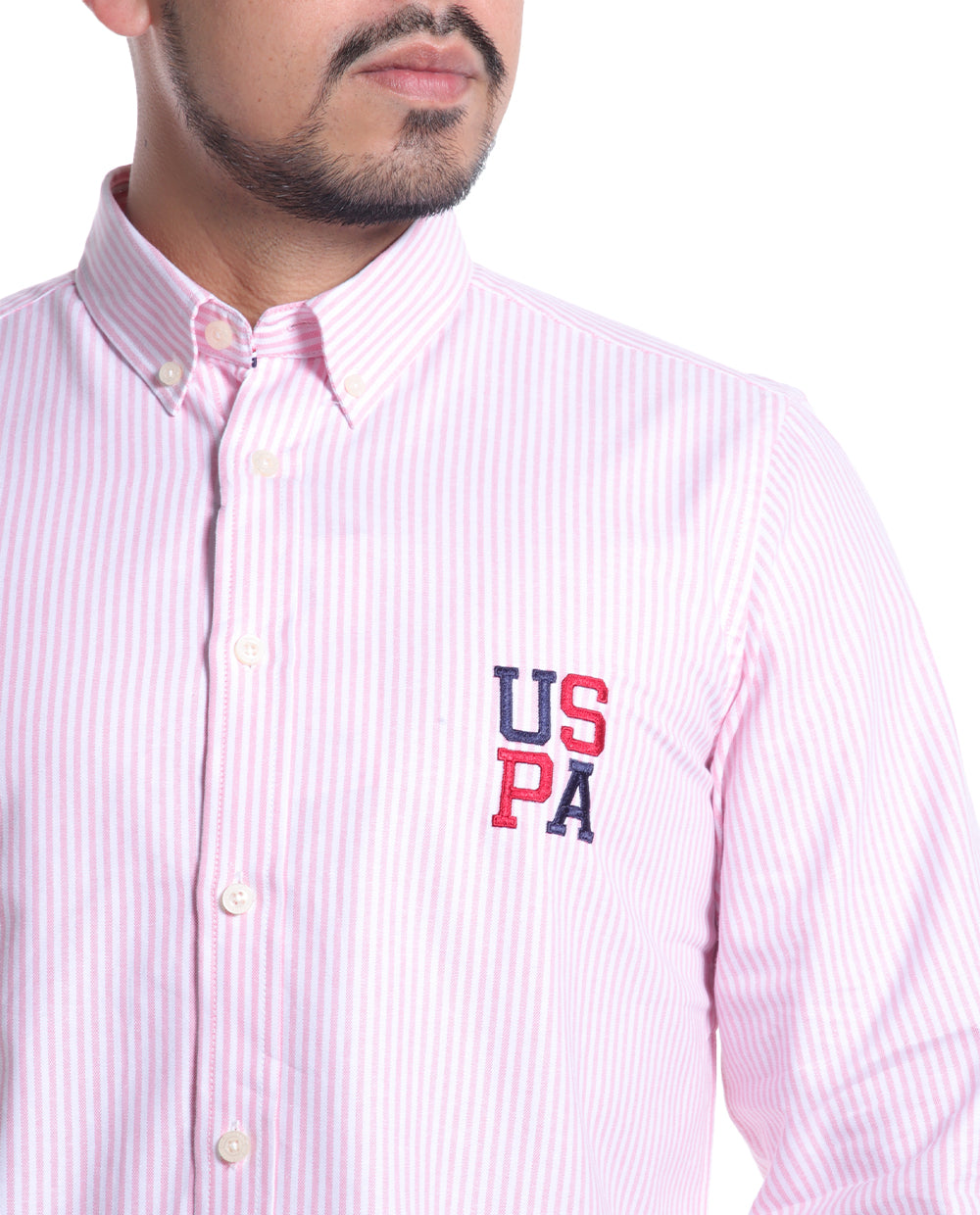 Camisa Polo Rayada con letras USPA