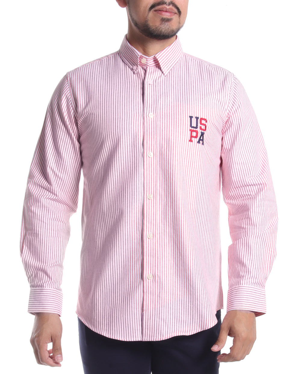 Camisa Polo Rayada con letras USPA