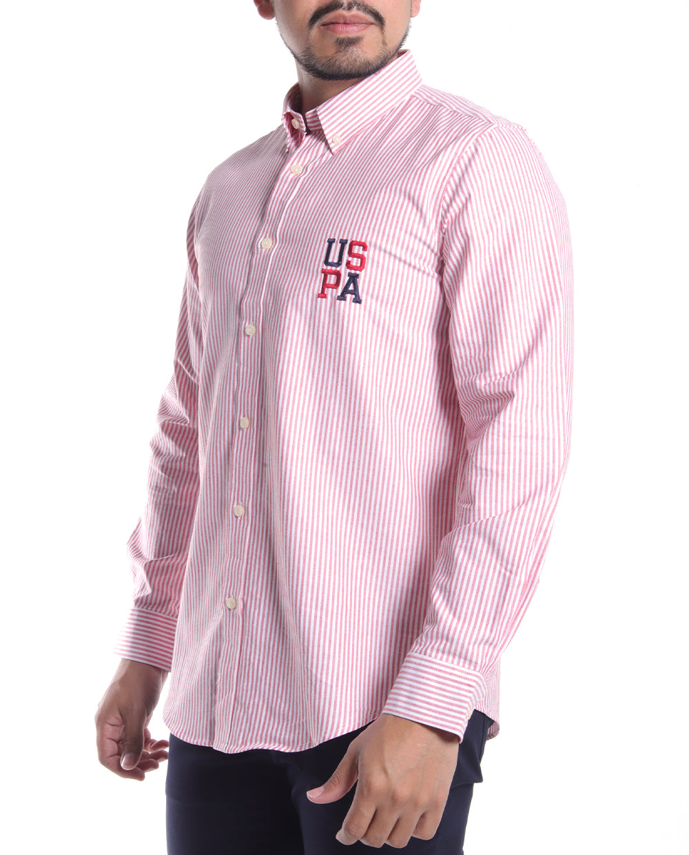 Camisa Polo Rayada con letras USPA